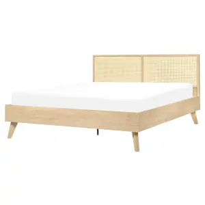 Rattan EU King Size Bed Light Wood MONPAZIER