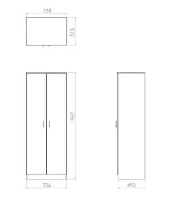 Ready assembled Contemporary Dark oak effect Tall Double Wardrobe (H)1970mm (W)740mm (D)530mm