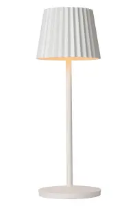 Lucide Justine Cottage Rechargeable Table lamp Outdoor - LED Dim. 2700K - IP54 - With wireless charging pad - White