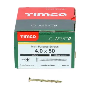 TIMCO Classic Multi-Purpose Countersunk Gold Woodscrews - 4.0 x 50 (200pcs)