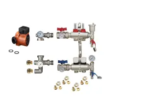 Warmer System Underfloor Heating 2 Port PSW Manifold with Manual Pump and Blending Valve Set