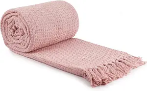 Emma Barclay Honeycomb Throw Over Blanket 70" X 100" Blush