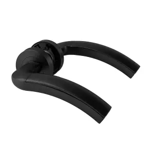 Intelligent Hardware - Internal Door Handle - Pair - Lever on Round Rose - Jade - Matt Black