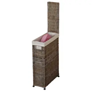 Wicker Laundry Basket with Handles Gray