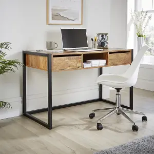 Home Source Toronto 2 Drawer Computer Office Desk Smoked Oak Effect