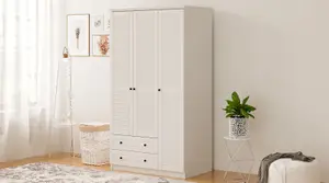 VOLET 3 Door 2 Drawer White Wardrobe