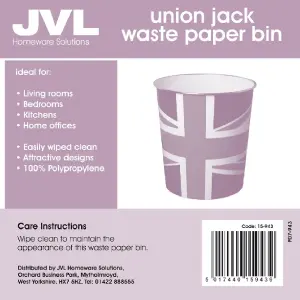 Union Jack Waste Paper Bin Small 9L Bathroom Bedside Portable Office Dustbin