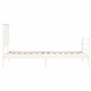 Berkfield Bed Frame with Headboard White 100x200 cm Solid Wood