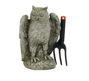 Highly detailed Stone Owl garden ornament