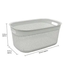 JVL Droplette Design Plastic Storage Basket, 33L, Grey