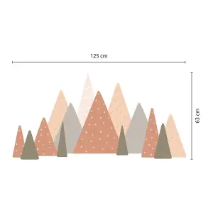 Walplus Colourful Mountains Landscape, Scandinavian Style, Pink, Children Wall Sticker Kids Sticker PVC Brown