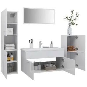 Berkfield Bathroom Furniture Set High Gloss White Engineered Wood