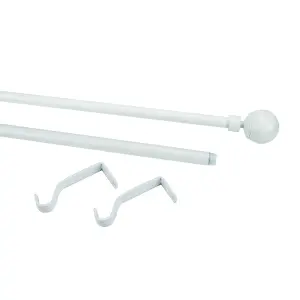 GoodHome Anafi Matt White Extendable Ball Single curtain pole set Set, (L)2000mm-3300mm (Dia)19mm