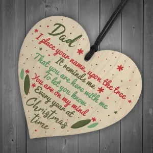 Red Ocean DAD Memorial Christmas Tree Bauble Handmade Wooden Hanging Heart Decoration Sign Gift For DAD Keepsake