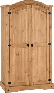 Corona 2 Door Wardrobe in Distressed Waxed Pine