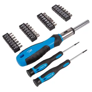 Pro User - Chrome Vanadium Ratchet Screwdriver Set - 31pc - Blue