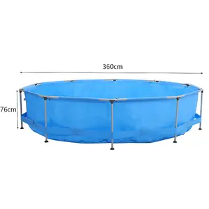 Livingandhome Mini Round Metal Frame Pool Kids Outdoor Above Ground Swimming Pool 360 x 76 cm