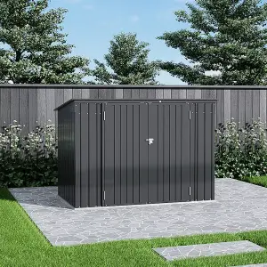 Charcoal Black Storage Shed Pent Tool Shed Bicycle Storage Shed with Lockable Door  and Base 6 x 4 ft