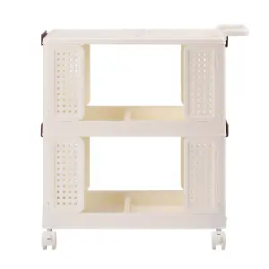 2 Tiers Foldable Kitchen Bathroom Storage Shelf Slim Trolley Cart