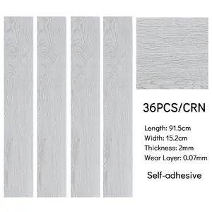 Set of 36 Grey Waterproof Wood Grain Self Adhesive PVC Laminate Flooring Planks, 5m² Pack