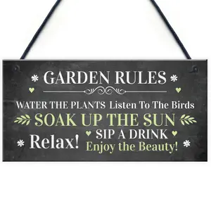 Garden Rules Sign For Garden Summerhouse Hanging Plaque Home Gift For Family