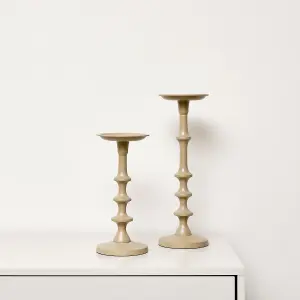 Melody Maison Set of 2 Taupe Candle Holders