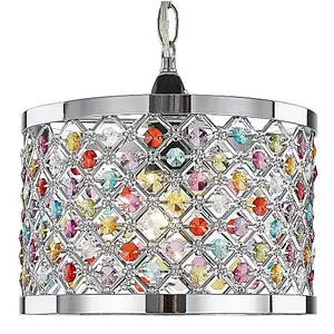 Modern Sparkly Ceiling Pendant Light Shade with Multi-Coloured Beads