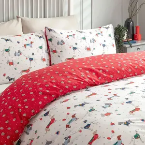 Smart Living Luxury Christmas Jumper Dog Puppies Reversible Duvet Cover with Pillowcase