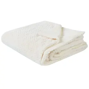 Bedspread SURMI Faux Fur 150 x 200 cm Off-White