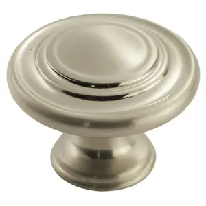 4x Round Ringed Pattern Door Knob 32mm Diameter Satin Nickel Cabinet Handle