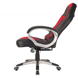 Deluxe Office Gaming Chair Padded Reclining Faux Leather - Red