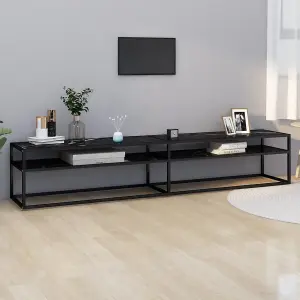 Berkfield TV Cabinet Black Marble 220x40x40.5 cm Tempered Glass