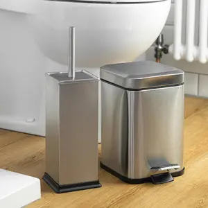 Square Bathroom Pedal Bin - 3 Litre Brushed