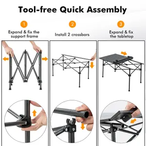 Costway Aluminum Folding Camping Table Roll Up Portable Picnic Table with Carrying Bag