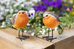 2pc Red Breast Robin Ornaments