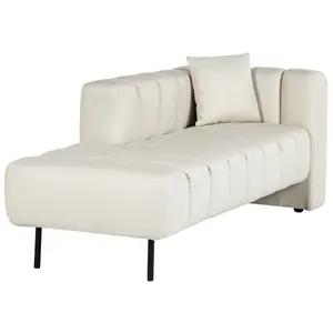 Right Hand Vegan Faux Leather Chaise Lounge Off-White LANNILS