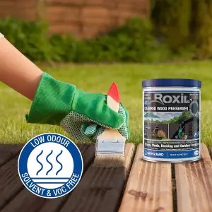 Roxil Wood Stain Preserver (1L Charcoal) - 5 Year Protection for Indoor & Outdoor Wood. No VOCs, Fast-Drying. 5 m Coverage