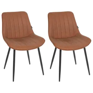 Set of 2 Dining Chairs DUBROVNIK Faux Leather Brown