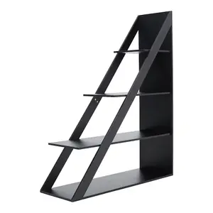 4 Tier Triangle Ladder Shelf Bookcase Cabinet Bookshelf Narrow Storage Display Rack Black