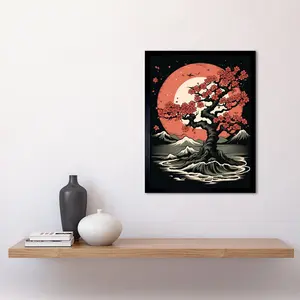 Wahnsiedler Japanese Cherry Tree At Sunset Landscape Americana 50s - Single Picture Frame Print