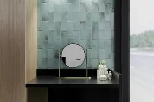 Top Ceramics Light Green Gloss Metro Ceramic Wall Tile Flat Bumpy (L)300mm x (W)100mm Each box 0.84sqm