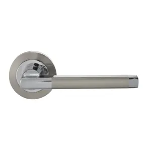 Colours Jaslo Polished Chrome effect Aluminium Straight Latch Door handle (L)119mm