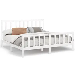 Berkfield Bed Frame White Solid Wood Pine 200x200 cm