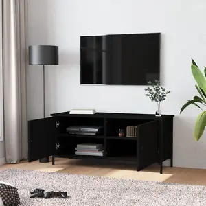 Berkfield TV Cabinet with Doors Black 102x35x45 cm Engineered Wood