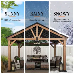 Sunjoy Cedar Wood Gazebo Todi - 399 cm x 335 cm Anthracite