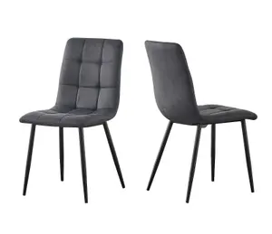 MCC Direct Henri Faux Suede Leather Dining Chairs Set of 2 Dark Grey