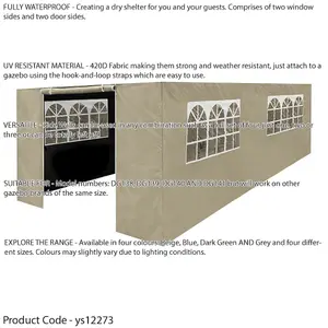 3x6m Beige Pop-Up Gazebo with Side Walls - Durable Outdoor Pavilion Tent