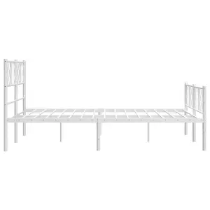 Berkfield Metal Bed Frame with Headboard and Footboard White 140x190 cm