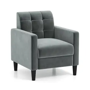 COSTWAY Modern Velvet Accent Sofa Chair Tufted Back Single Side Chair