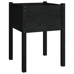 Berkfield Garden Planters 2 pcs Black 50x50x70 cm Solid Pinewood